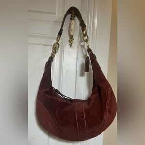 !!SOLD!!  Coach Burgundy Suede Y2K Soho Hobo Bag F10934